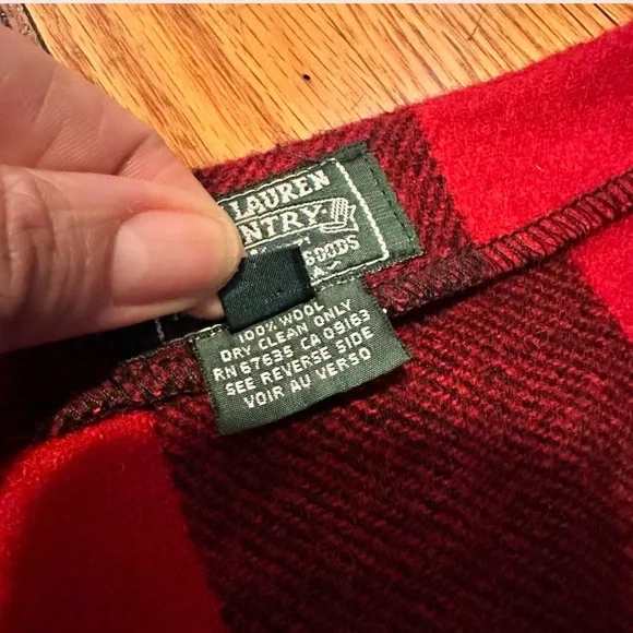 Vintage Ralph Lauren Country Red & Black Buffalo Plaid Wool Wrap Skirt SZ: 8 - Picture 4 of 6
